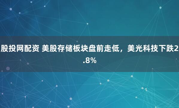 股投网配资 美股存储板块盘前走低，美光科技下跌2.8%